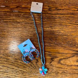 NEW- Multi colored necklace and earrings